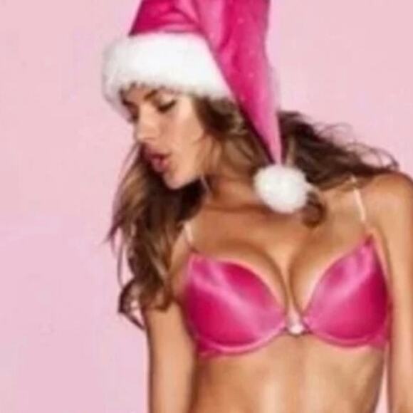 Victoria’s Secret Accessories - Vintage Victoria's Secret Sexy Little Things Pink Bling rhinestone Santa Hat New